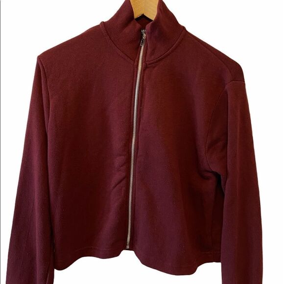 NASTY GAL Cropped Jersey Knit Zip Up Cardigan M - Picture 5 of 6